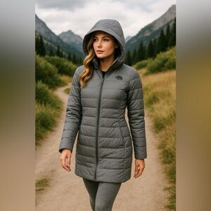 The North Face Gotham Parka II Down Jacket Women’s Size Small Grey Heather Zip